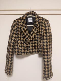 ZARA 千鳥格子柄 クロップド丈 ジャケットのサムネイル