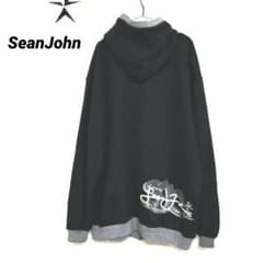 超希少！XXL 【SeanJohn 】裏起毛 ジップアップパーカー ロゴ リブ
