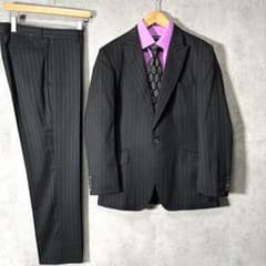 ☆美品☆メンズティラノス 3ピーススーツ セットアップ ストライプ XL 美品 メンズティノラス スリーピース ピンストライプ セットアップ