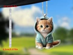 猫 キーホルダー パーカー アクリル チャーム 8cm