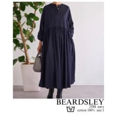 BEARDSLEY ギャザーワンピース ネイビー 25SS 洗える 1 長袖 紺 - メルカリ