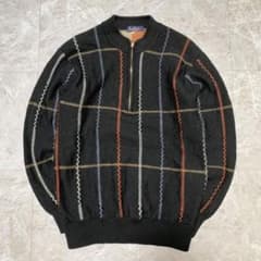Crown Hawk ハーフジップ ニット セーター Mサイズ ブラック g42