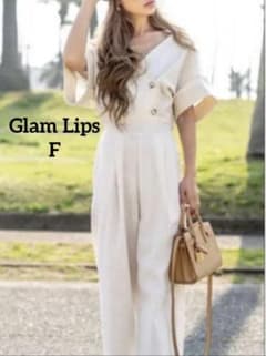 Glam Lips グラムリップス 麻混 オールインワン リネン ワイドパンツ 