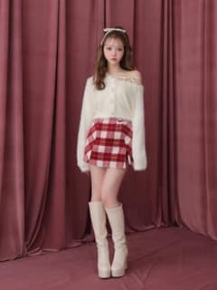 Light shaggy check mini skirt - メルカリ