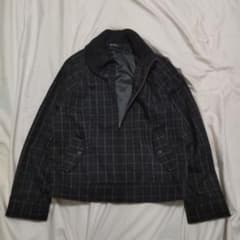 90s vintage ジップアップ ブルゾン チェック柄 ウール ブラック 