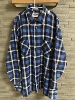 90s Dickies プリネル ネルシャツ L 青チェック パキスタン製のサムネイル
