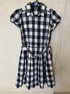 黒白チェック シャツワンピース 半袖のサムネイル