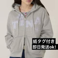 TINA:JOJUN 裏起毛 ロゴパッチワークフーディー グレー GRAY - メルカリ