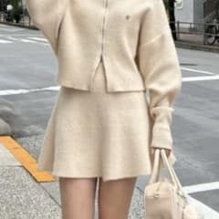 Chico【セットアップ対応】リブフレアミニスカート アイボリーのサムネイル
