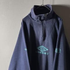 激レア‼️90s UMBRO センターロゴ 刺繍 ハーフジップ スウェット L