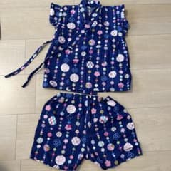 ネイビー花柄甚平セット100cmのサムネイル