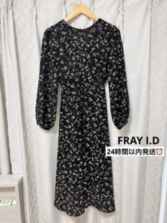 FRAY I.D花柄ロングワンピースウエストリボン ブラック 春ワンピ