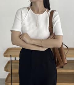 CAPRICIEUX LE'MAGE ホワイト リブ 半袖 カットソーのサムネイル