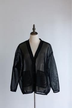 【rabiさん専用】pois ポワ　ダブルメッシュカーディガン　ブラック pois ポア double mesh Cardigan ブラック カーディガン - メルカリ