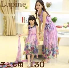 花柄 シフォン ドレス ワンピース 親子 ペア リゾート ノースリーブ ピンクのサムネイル
