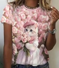 猫デザイン　半袖Tシャツ　Lサイズのサムネイル