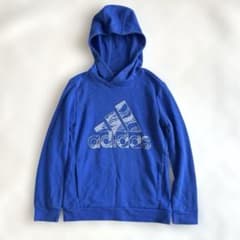 adidas アディダス パーカー プルオーバー ブルー キッズ 140cm