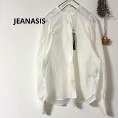 JEANASISスタンドカラー 長袖シャツ ホワイト　パフスリーブ　Fのサムネイル