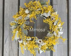 【お値下げ】¥1900⇒¥1550 ドライフラワー/ミニリース/ミモザ/15cmのサムネイル