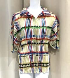 ISSEY MIYAKE　プリーツプリーズ　オープンカラー　開襟　半袖シャツ　3