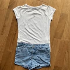 りもね様専用:3点-白Tシャツと短パンとオールインワン　120-130cmのサムネイル