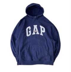 は*と様 old GAP ロゴ刺繍 プルオーバーパーカー ネイビーのサムネイル
