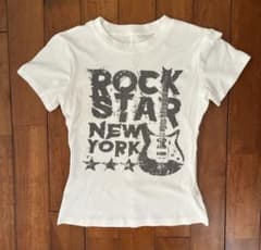 Y2K ロックTシャツ 半袖 レディース ピチTタイ ト 韓国グランジ 白sのサムネイル