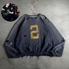 numbering paint grunge常田大希“茄子紺boro“sweat numbering paint grunge常田大希“茄子紺boro“sweat - メルカリ