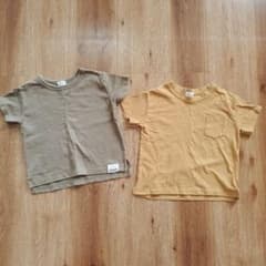 無地オーガニック　Tシャツ　2枚セット　カーキ＆キャメルのサムネイル