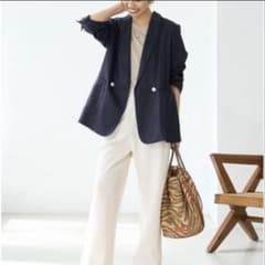IENA イエナ 23SS フレンチリネンジャケット 36 ネイビー 麻100