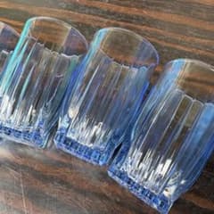 ブルーガラス コップ 4個セット レトロのサムネイル