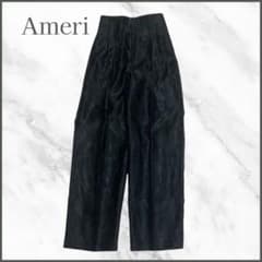 【りま様】Ameri ワイドパンツ M 黒 ハイウエスト新品 花柄 光沢のサムネイル