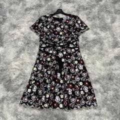 ローズティアラ 42 ワンピース 半袖 総柄 黒 卒業式 入学式 結婚式 式典 ローズティアラ 42 ワンピース 半袖 総柄 黒 卒業式 入学式 結婚式