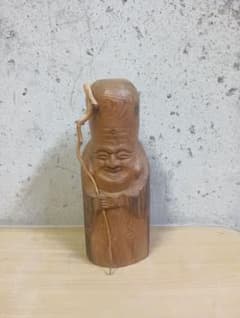 木彫り 寿老人 置物 オブジェ インテリア 縁起物