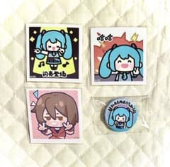 初音ミク　スクエアステッカー　ミニ缶バッジ　 4点セットのサムネイル