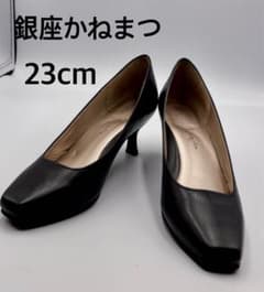 銀座かねまつ パンプス 23cm スクエアトゥ ブラック - メルカリ