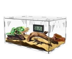 爬虫類用 アクリル飼育ケージ 30x20x15cm 温湿度計付き - メルカリ