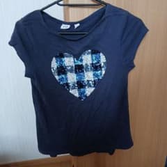 GAP KIDS ハートスパンコール 半袖Tシャツ ネイビーのサムネイル