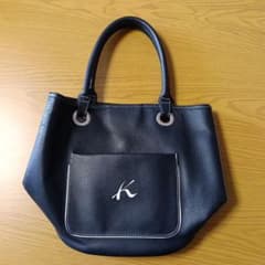 キタムラ】紺 レザー ハンドバッグ ポケット付き - メルカリ