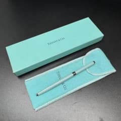 ティファニー ボールペン シルバー925 ライトブルー ヘビ柄 筆記用具
