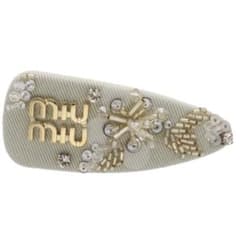 MIU MIU ヘアピン ヘアクリップ ビーズ MIUMIUロゴ キャンバス MIU MIU ヘアピン ヘアクリップ ビーズ MIUMIUロゴ キャンバス - メルカリ