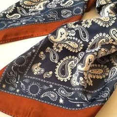 70cm Brown Large Paisley Pattern Silk-like Scarf Bandana