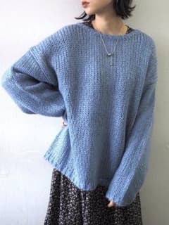 lumier モヘアタッチ2WAYニットカーディガン ブルーのサムネイル