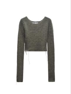 ZARA クロップド丈 ニット セーター カーキのサムネイル