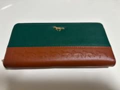 【早い物勝ち！】長財布 緑と茶色のコンビ　金運馬九行久財布のサムネイル