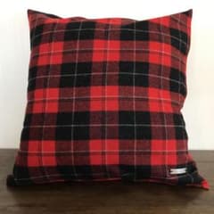 クッションカバー 45×45 チェック ウール 秋冬 赤 黒のサムネイル