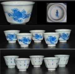 送料無料 幕末～明治 八角切棉/面取り 青華煎茶碗5客 茶道具 - メルカリ