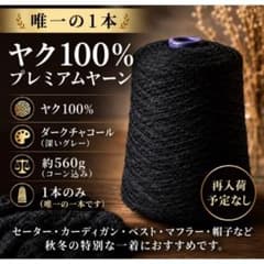 唯一の1本｜ヤク100% プレミアムヤーン 約560g ダークチャコールのサムネイル