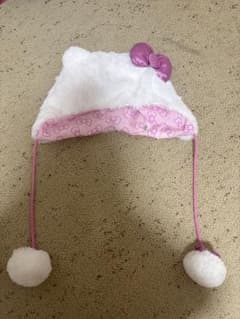 ハローキティ 帽子 白 ピンクのサムネイル