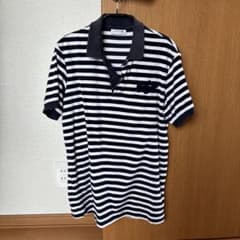 g*y様 LACOSTE ネイビー/ホワイトストライプ ポロシャツ サイズ4のサムネイル